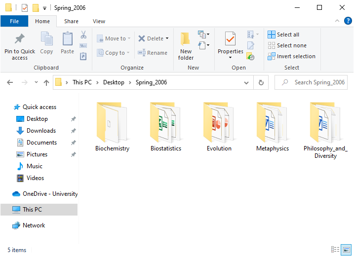 Screenshot showing a Windows directory with five folders of various class names on the left panel.