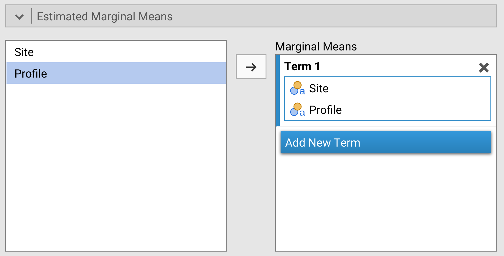 Jamovi interface is shown with an ANOVA test being run and a pull-down menu for Estimated Marginal Means.